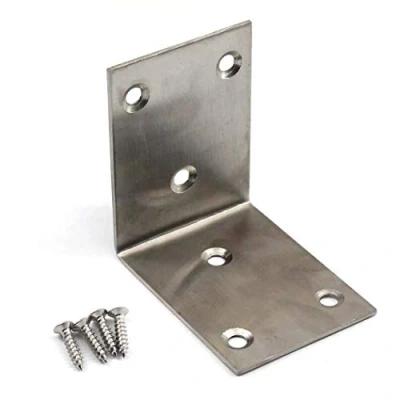 Image of (4 Pieces) Angle Connector Corner Brackets Stainless Steel L Shape Brace for Wood Shelving 48x65x65mm