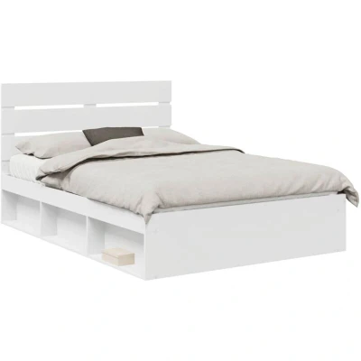 Image of vidaXL Bed Frame with Headboard White 150 x 200 cm Solid Pine Wood