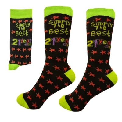 Image of SHATCHI Simply The Best 21 Year Old Gift Novelty Socks For 21st Birthday Keepsake Unisex Her Him