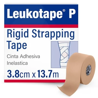 Image of Leukotape P Rigid Medical Tape for Sprains and Injury Prevention, 3.8 cm x 13.7 m, Beige, 1 Roll