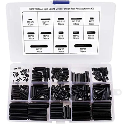Image of Slotted Spring Pins Split Dowel Tension Roll Pin Assortment kit M1.5 M2 M2.5 M3 M4 M5 M6 390 Pcs