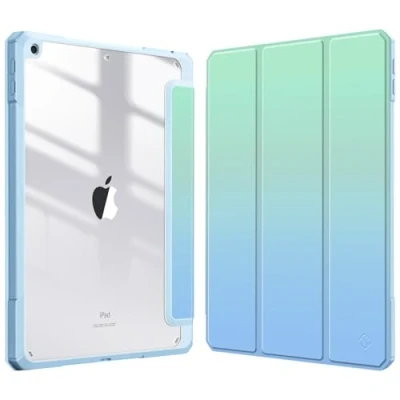 Image of FINTIE Hybrid Case Compatible with iPad 9th / 8th 7th Generation (2021/2020/2019 Release) 10.2 inch Shockproof Cover Clear Back Shell w/Pencil Holder, Auto Wake/Sleep, Seaside Ombre