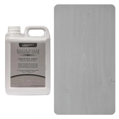 Image of Littlefair&#039;s Wood Stain Water Based 2.5 LTR Indoor Furniture Light &amp; Dark Finishes Special Non Toxic Eco Friendly Formula for Crafts Colour: Dovetail Grey