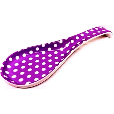 Image of fromeuropewithlove Purple Dots Spoon Rest Ceramic Porcelain Large Hand Decorated in UK
