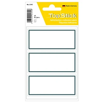 Image of TopStick 1345 Book Labels, 3 Labels Per Sheet, 82 x 36 mm, 15 Self Adhesive, School Stickers for Hand Labelling, Grey White