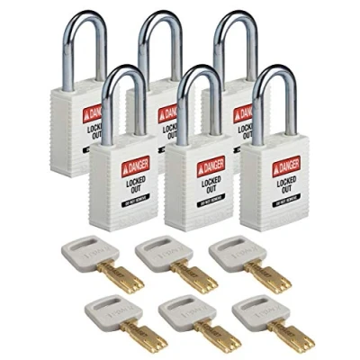 Image of SafeKey Nylon Padlock, 38mm x 84mm 19mm, White, Pack of 6