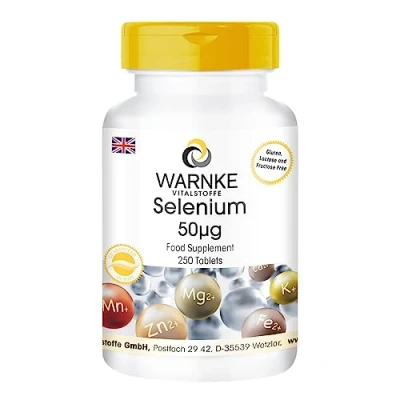 Image of Gesundheitsprodukte Selenium from Yeast, 50 µg, 250 Tablets Vegetarian (Pack of 1 x 75 kg) Warnke Vitalstoffe German Pharmacy Quality