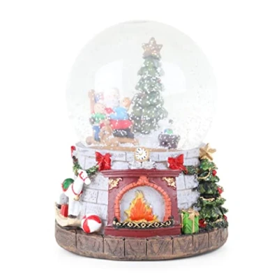Image of Christmas Concepts® 15cm Musical Resin Decoration With Santa &amp; Tree Snow Globe + Colour Changing LED Lights