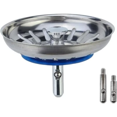Image of Sink Drain Plug for Kitchen Strainer Universal Unblocker 1 Piece Stainless Steel (82 mm)