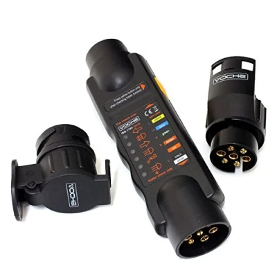Image of Tooltime 7 Pin Trailer Plug &amp; Socket Wiring Tester with Adaptors for 13 Plugs Sockets
