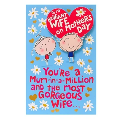 Image of UK Greetings Mother&#039;s Day Card for Wife Fun Cartoon Design