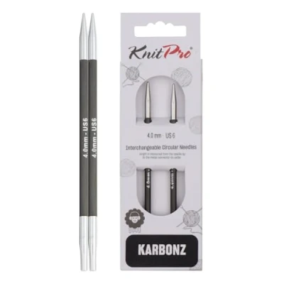 Image of KnitPro KP41325 4 mm Karbonz Interchangeable Special Circular Needles, Black and Silver