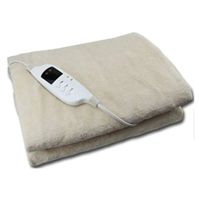 Image of Electric Heated Throw Cream Over Under Blanket Fleece Bed Washable Soft Mattress