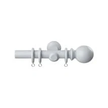 Image of Wooden Pole Ball Finial Curtain Hanging Set White 150cm