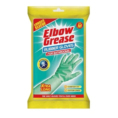 Image of Anti Bacterial Rubber Cleaning Gloves Medium Aqua By Elbow Grease