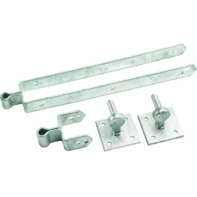 Image of Eliza Tinsley 12 inch Galvanised Double Strap Plate Field Gate Hinge Set