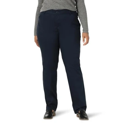 Image of Lee Women&#039;s Wrinkle Free Relaxed Fit Straight Leg Pant, Imperial Blue, 10 Long