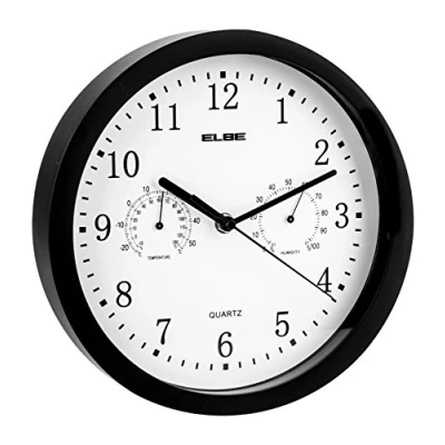 Image of Elbe RP 1005 N Wall Clock with Thermometer and Hygrometer