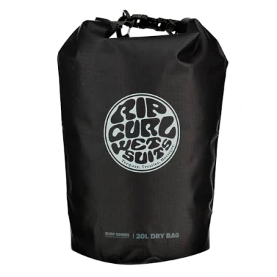 Image of RIP CURL Surf Series Barrel Bag 20L 20 Litre Capacity Black Grey Roll and clip wet/dry section 100% Polyamide