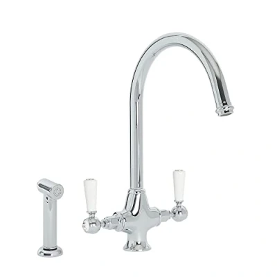 Image of Milano Elizabeth Traditional Lever Handle Kitchen Sink Mixer Tap Swivel Spout Pull Down Sprayer Chrome