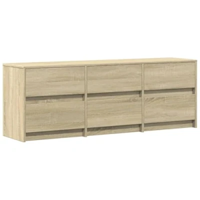 Image of vidaXL TV Cabinet/Media Unit with LED Lights Sonoma Oak Ample Storage Modern Design 140x34x50 cm Engineered Wood