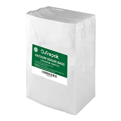 Image of O2frepak 100 Count 25X33cm Textured Vacuum Sealer Bags for Food,BPA Free and Heavy Duty Embossed Seal Food Bags,Great Sous Vide Vaccume PreCut Bag