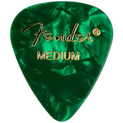 Image of Fender Premium Celluloid Guitar Picks 351 Shape, Green Moto, Medium, 12 Pack