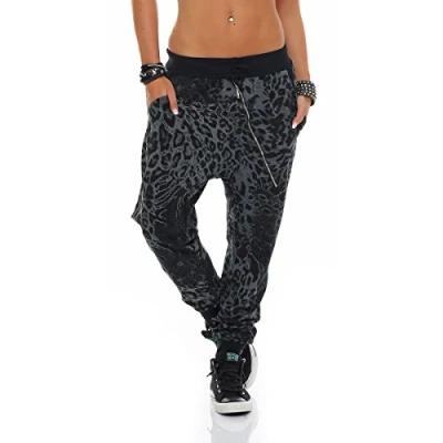 Image of Malito Boyfriend Pants Leo Design Twist Classic Baggy Trousers Aladin Bloomers Yoga 3344 Women One Size (Olive)