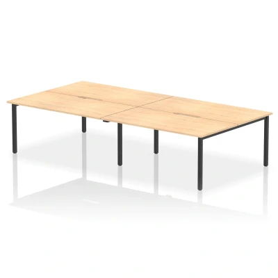 Image of Evolve Plus 1600mm B2B 4 Person Bench Desk Maple Top Black Frame