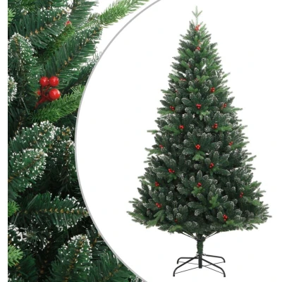 Image of vidaXL Artificial Hinged Christmas Tree with Red Berries 240 cm