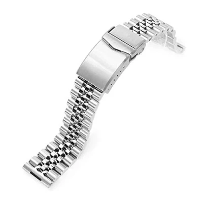 Image of MiLTAT 20mm Super J Louis 316L Stainless Steel Watch Bracelet Straight End, V Clasp Brushed