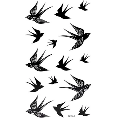 Image of 2 Sheet Popular Swallow Bird Flash Removable watertight Temporary Tattoo DIY Body Art Sticker Black