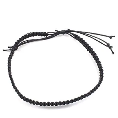 Image of Men&#039;s Tribal Surfer Handmade Cotton Macrame Adjustable Anklet in 5 Colours (Black)