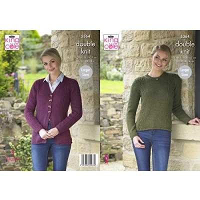 Image of King Cole 5364 Knitting Pattern Womens Cardigan and Sweater in Majestic DK