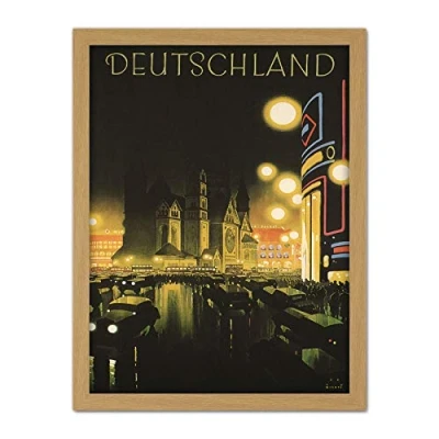 Image of Wee Blue Coo Berlin Germany Deutschland Travel Artwork Framed Wall Art Print 18X24 Inch