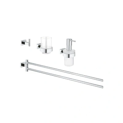 Image of Grohe Essentials Cube 4 in 1 Bathroom Accessories Set Chrome (40847001)