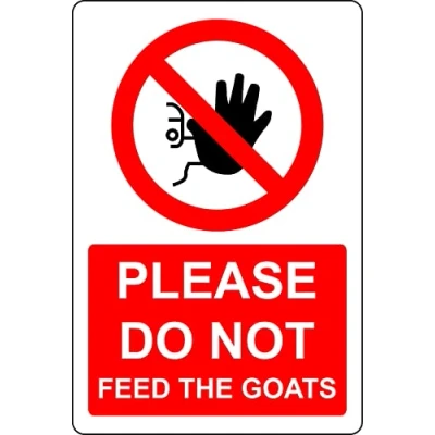 Image of Please do not feed the goats sign 1mm Plastic (300mm x 200mm)