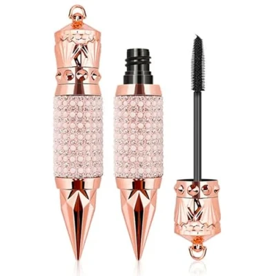 Image of 4D Silk Fiber Lash Mascara, Eye Makeup Sparkling Pearl Diamond Thicker and Longer, Voluminous Eyelashes, Natural Waterproof Smudge Proof, No Clumping, Adds Length, Depth Glamour (Black)