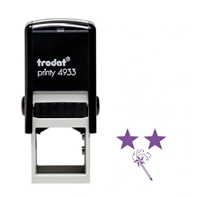 Image of Trodat Printy 4933 Self Inking Education Stamp &quot;Two stars and a wish&quot;,Black Body Violet Ink,Small