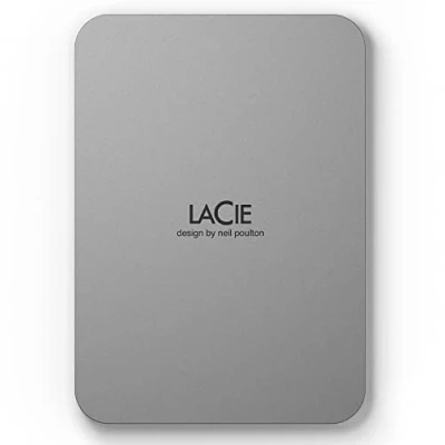 Image of LaCie Mobile Drive Moon, 4TB, External Hard Portable, Silver, USB C 3.2, PC, Mac, with Adobe Creative Cloud, 3 Years Rescue Services (STLP4000400)