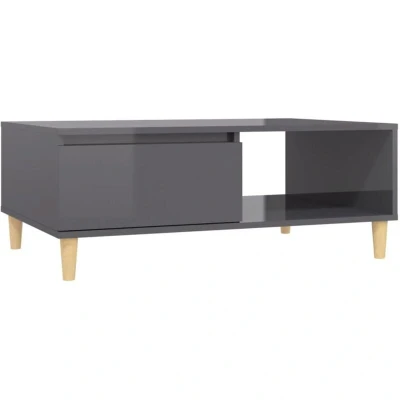Image of vidaXL Coffee Table High Gloss Grey 90x60x35 cm Engineered Wood