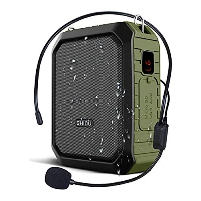 Image of Portable Voice Amplifier, SHIDU Personal Amplifier 18W with Wired Microphone Headset Waterproof Bluetooth Speaker Rechargeable PA System for Outdoors,Teachers,Shower,Beach,Tour Guide