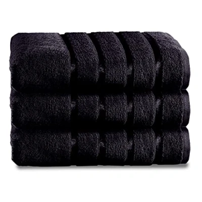 Image of GC GAVENO CAVAILIA Fade Resistant Luxury Towels, Extra Absorbent 100% Ringspun Egyptian Cotton 500 GSM Bathroom Set, Black, 2PK Bath Sheet, 554882