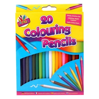 Image of Ditzy Doll COLOURING PENCILS 20 Pack Childrens Full Size Bright Colour Assorted Kids Drawing