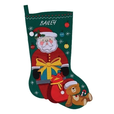 Image of Trimits Personalised Felt Stocking Kit, Make Your Own, Pre Cut Pieces, Father Christmas, 26.5 x 45.7cm