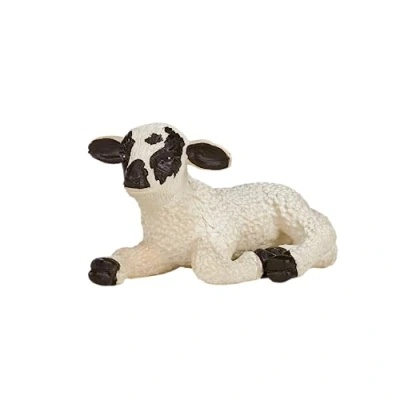 Image of MOJO Black Faced Lamb Lying down Farm Animal Model Toy Figure
