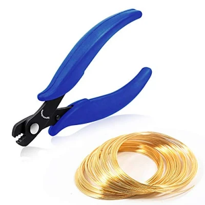 Image of SPEEDWOX Memory Wire Cutting Pliers 5.5 Inches 100 Loops Gold Set for Bracelet Jewelry Making Beading Cutter Shear Hobby Work Tool Arts and Crafts