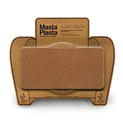 Image of MastaPlasta Instant Self Adhesive Premium Suede and Velvet Repair Patch Tan 20cm x 10cm (8in 4in). Upholstery Quality Patches for Sofas, Car Interiors, Bags, Jackets &amp; More