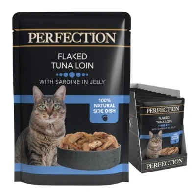 Image of HiLife PERFECTION Wet Cat Food Flaked Tuna Loin with Sardine in Jelly Natural Ingredients Grain Free, 18 x 70 g Pouches
