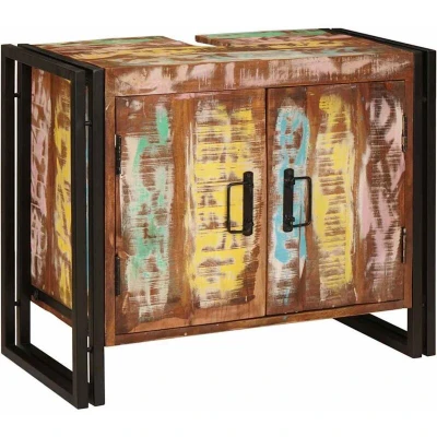 Image of Vidaxl Bathroom Sink Cabinet 71 x 33 58 cm Solid Reclaim wood, Iron